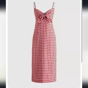 Red Gingham Midi Dress